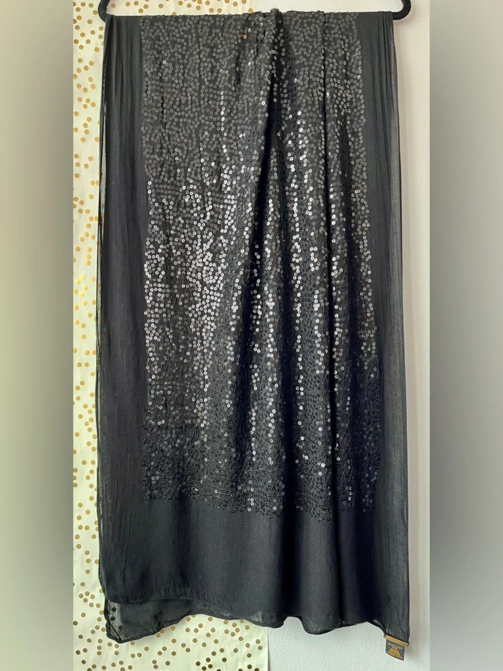 IMAN Black Sequin Large Shawl or Hijab